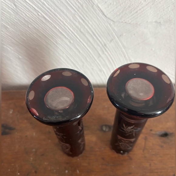 Vintage Antique Bohemian Czech-style Ruby Red Cut Vase - Picture 4 of 5